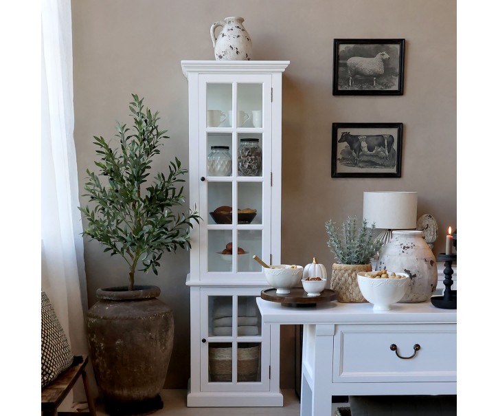 Bílá antik dřevěná skříň / vitrína s policemi Marseille - 60*40*196cm Chic Antique
