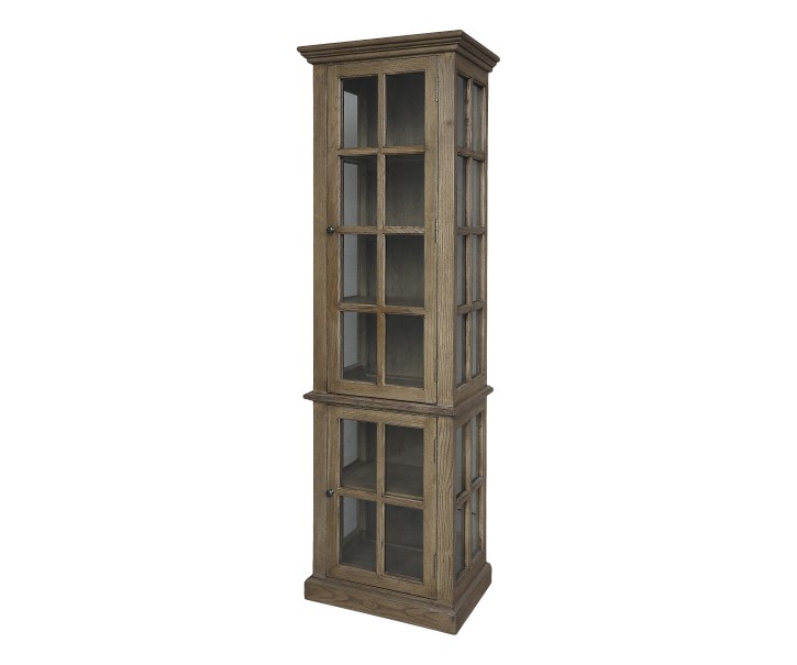 Přírodní antik dřevěná skříň / vitrína s policemi Marseille - 60*40*196cm Chic Antique