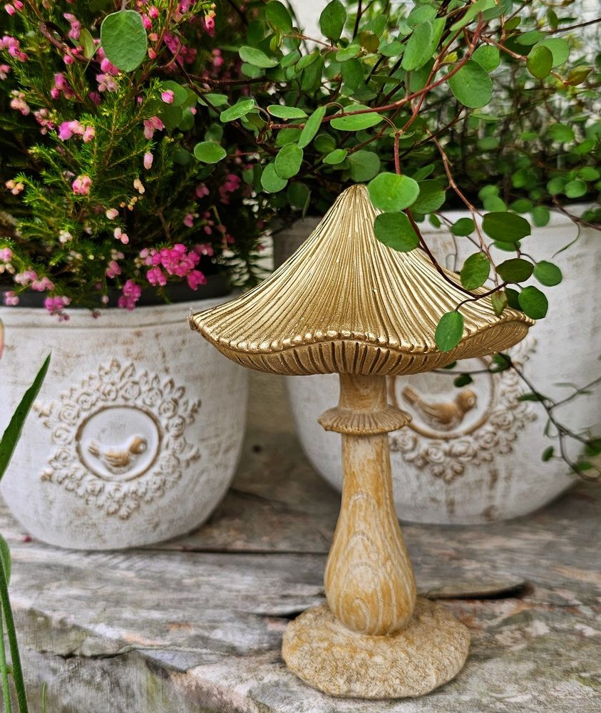 Béžovo-zlatá dekorace houba Mushroom - 11*9*15 cm Clayre & Eef Béžovo-zlatá dekorace houba Mushroom - 11*9*15 cm Clayre & Eef