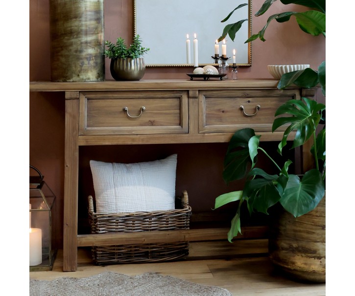 Hnědý dřevěný konzolový stůl Service Marseille - 150*40*85 cm Chic Antique