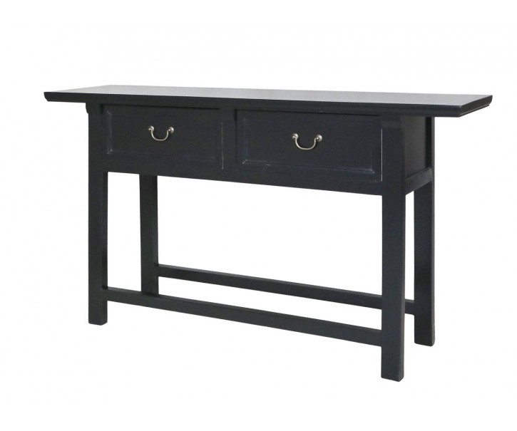 Černý dřevěný konzolový stůl Service Frances - 150*40*85 cm Chic Antique