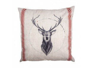 Béžový povlak na polštář s jelenem Christmas Deer - 45*45 cm
