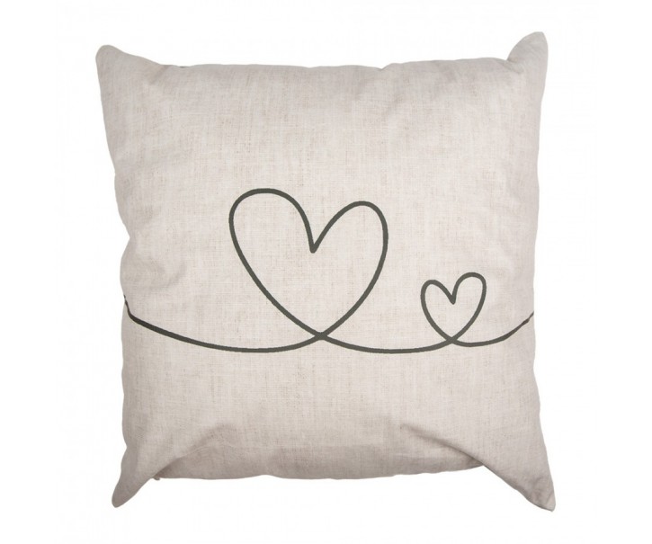 Béžovo-zelený povlak na polštář se srdíčky Hearts Love - 45*45cm Clayre & Eef