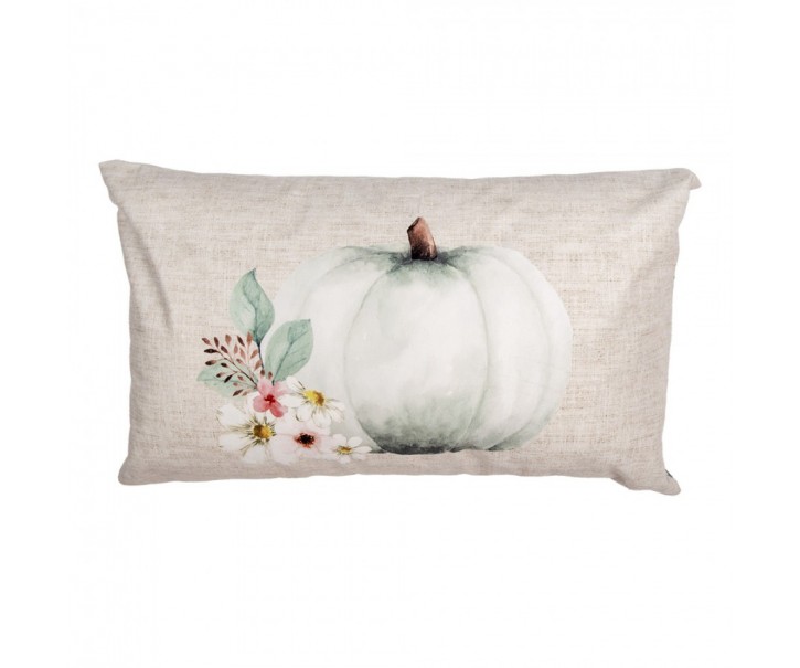 Béžovo-šedý povlak na polštář s dýní a květy Country Style Pumpkin - 30*50 cm Clayre & Eef
