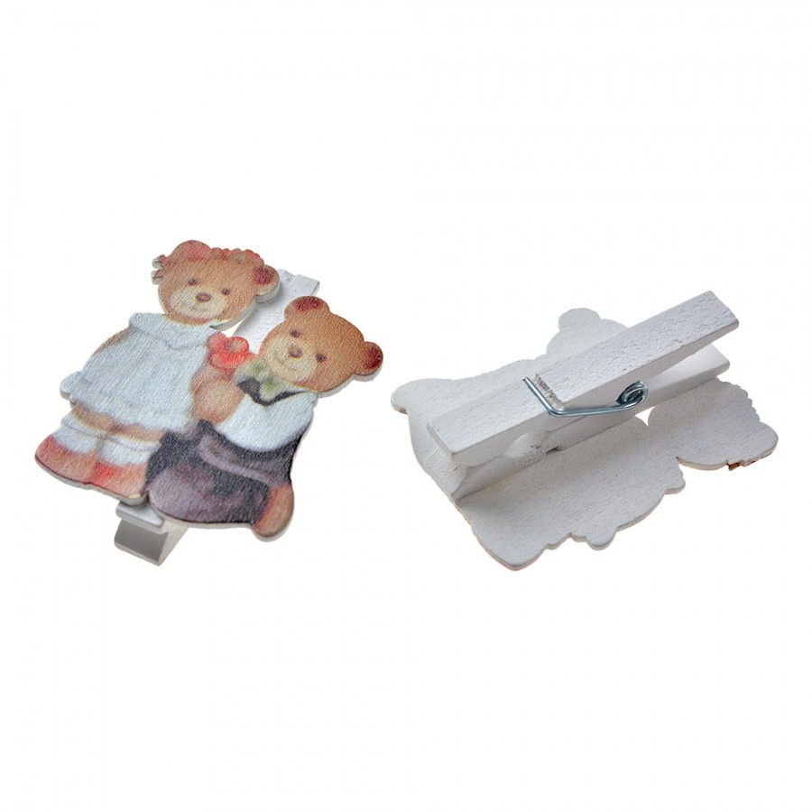 Set 6ks malý dřevěný kolíček s medvídky - 4*1*5 cm Clayre & Eef Set 6ks malý dřevěný kolíček s medvídky - 4*1*5 cm Clayre & Eef