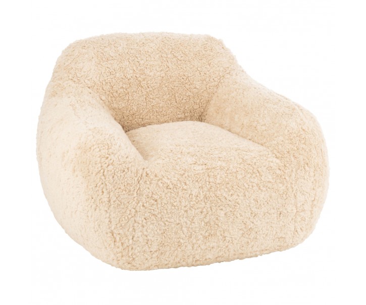 Béžové plyšové křeslo Cuttie - 98*99*75 cm J-Line by Jolipa