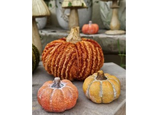 Set 3ks keramická oranžová dekorace dýně Pumpkin - 3* Ø 5*4 cm 