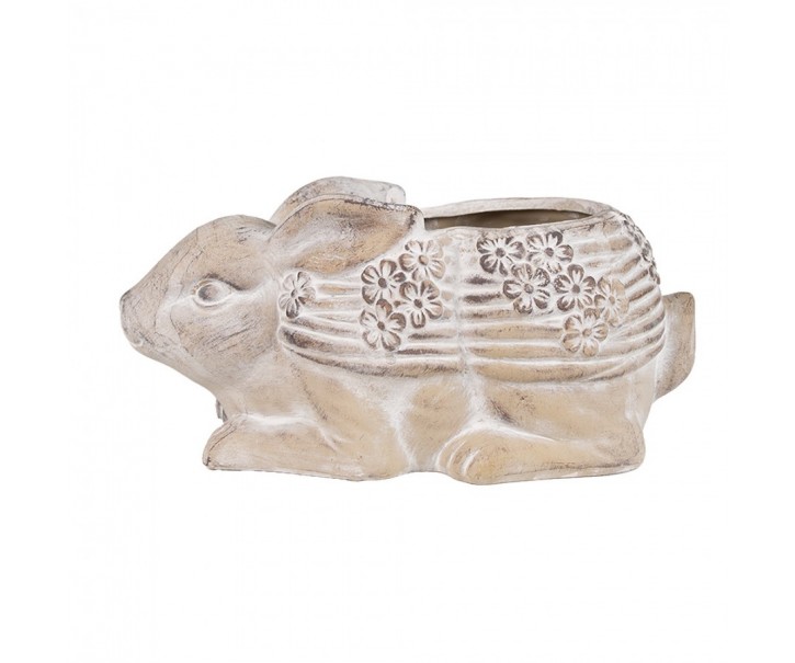 Šedý květináč králíček - 30*17*13 cm Clayre & Eef
