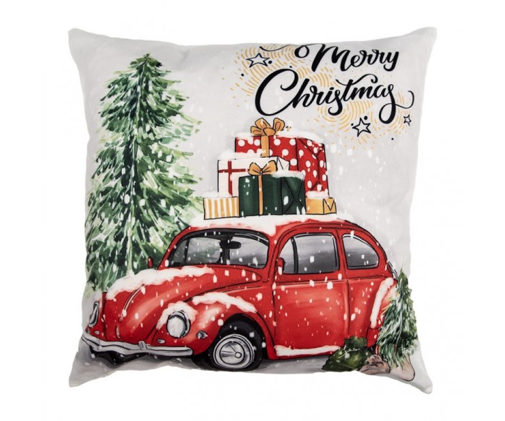 Vánoční povlak na polštář s broukem a dárky Merry Christmas - 45*45 cm Clayre & Eef