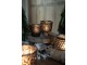 Hnědo černo zlatý skleněný svícen Tealight - 9*9 cm Clayre & Eef