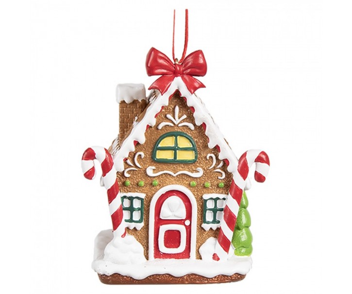 Závěsná ozdoba perníková chaloupka Gingerbread House - 7*5*9 cm Clayre & Eef