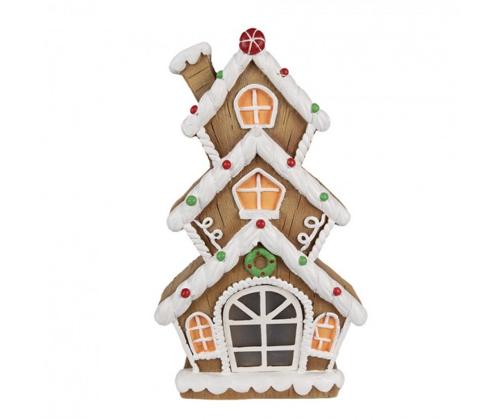 Vánoční perníková chaloupka s Led světýlky Gingerbread House - 24*11*41 cm Clayre & Eef
