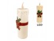 Bílá vánoční svíčka s vínovou mašlí Led Candle - 18*20*56 cm / 3*AA Clayre & Eef