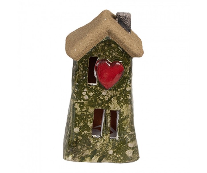 Dekorace zelený keramický domeček - 5*5*10 cm Clayre & Eef