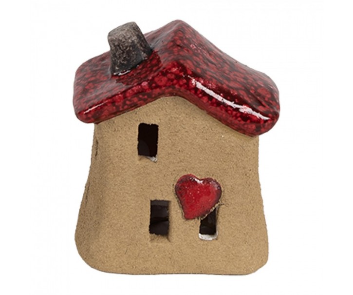 Dekorácia hnedý keramický domček - 7*6*8 cm Clayre & Eef