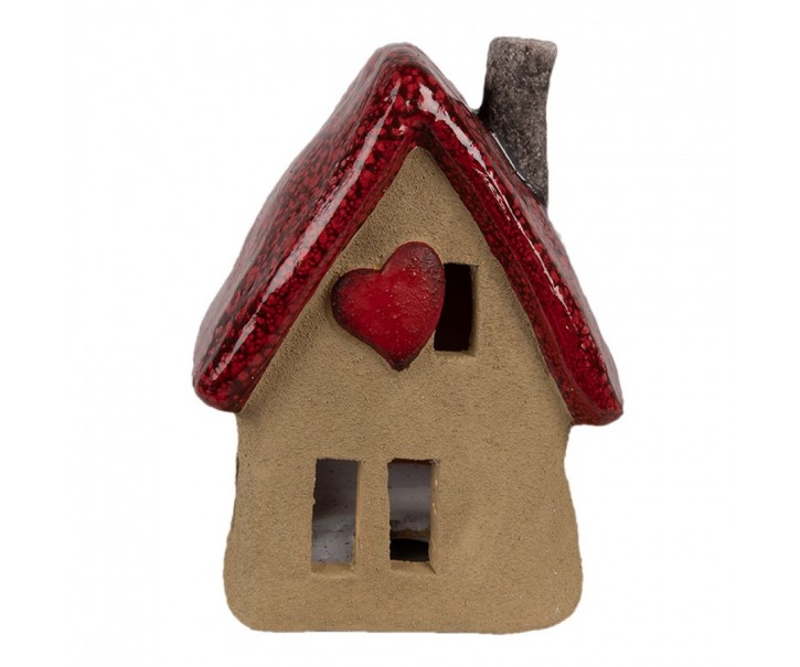 Dekorace hnědý keramický domeček - 12*9*16 cm Clayre & Eef