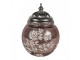 Růžová skleněná svítící LED lucerna s kvítky Balli - Ø 11*15 cm Clayre & Eef