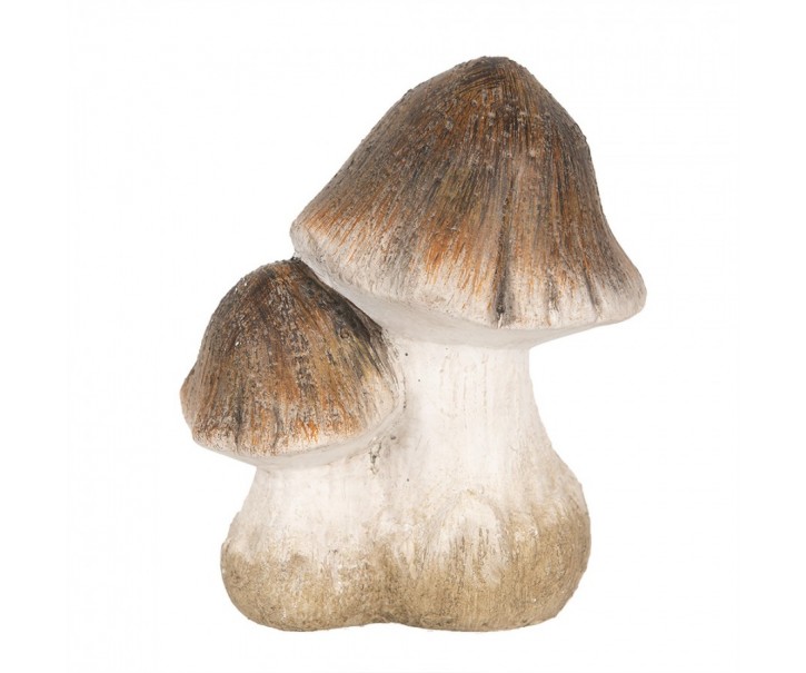 Béžovo-hnědá keramická dekorace houby Mushroom - 10*7*12 cm Clayre & Eef