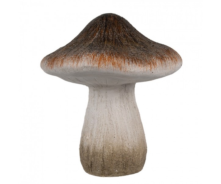 Béžovo-hnědá keramická dekorace houba Mushroom - Ø 11*12 cm Clayre & Eef