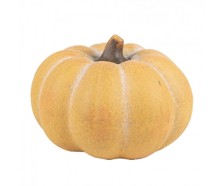 Žluooranžová keramická dekorace dýně Pumpkin - Ø 15*10 cm Clayre & Eef