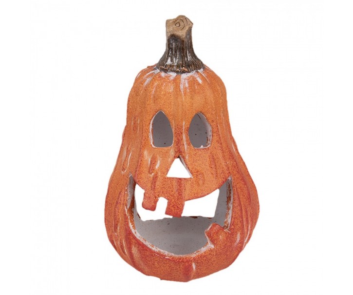 Oranžová keramická dekorace dýně Halloween - 11*10*18 cm Clayre & Eef