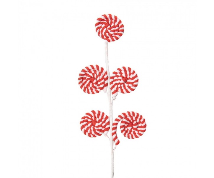 Bílo-červený vánoční zápich lízátka Lollipop - 15*1*57 cm Clayre & Eef
