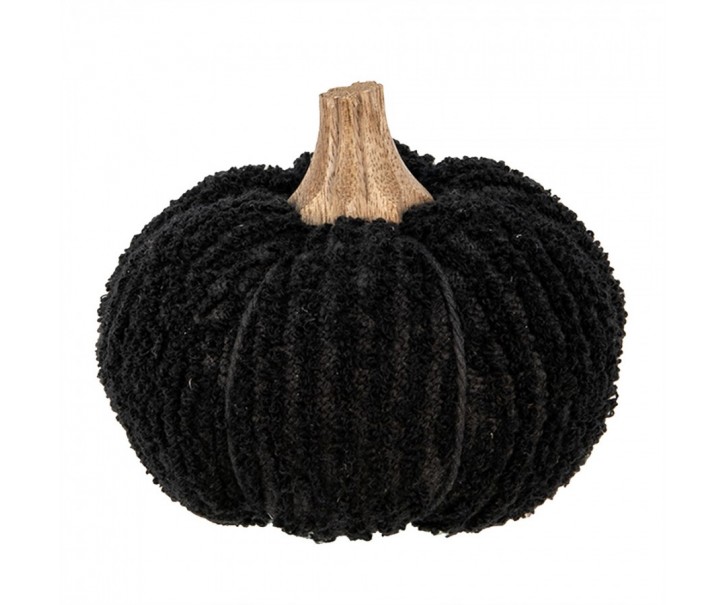 Černá látková dekorace dýně Pumpkin - Ø 12*10 cm Clayre & Eef