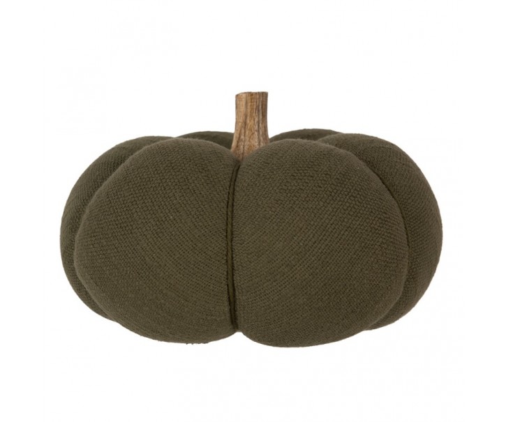 Zelená látková dekorace dýně Pumpkin - Ø 20*14 cm Clayre & Eef