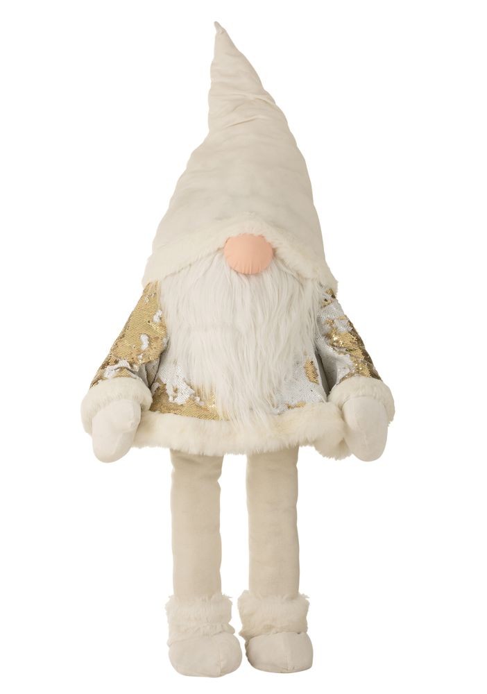 Bílo-zlatý veliký stojící Santa Claus s pružným tělem - 57*52*145 cm