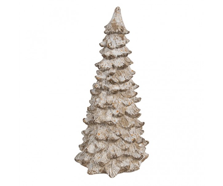 Béžová dekorace vánoční stromek Christmas Tree - Ø 9*18 cm Clayre & Eef