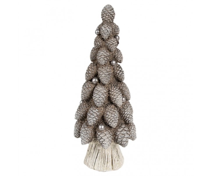 Hnědá dekorace vánoční stromek se šiškami Christmas Tree - Ø 7*19 cm Clayre & Eef