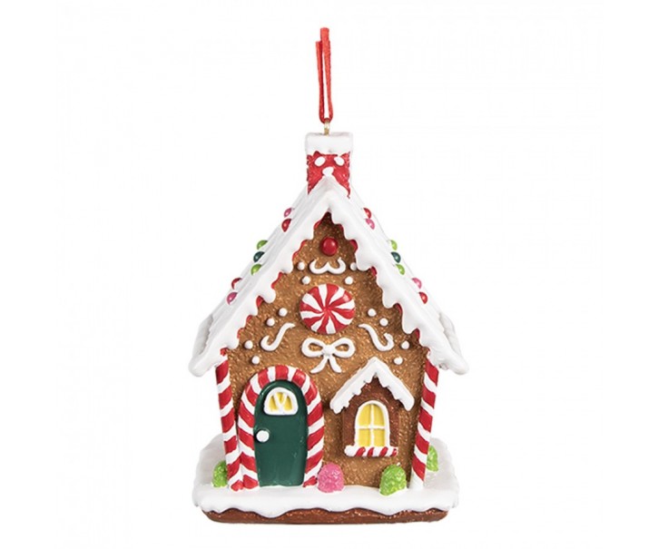 Závěsná ozdoba perníková chaloupka Gingerbread House - 7*5*9 cm Clayre & Eef