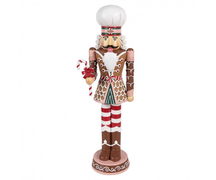 Hnědočervená vánoční dekorace Louskáček v perníkovém - 12*8*28 cm Clayre & Eef