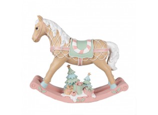 Dekorace béžovo-růžový vánoční houpací koník Horse Pastello - 41*10*37 cm