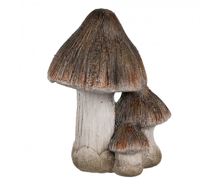 Béžovo-hnědá keramická dekorace houby Mushroom - 10*8*13 cm Clayre & Eef