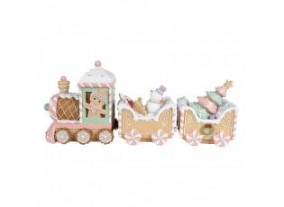 Barevný vánoční perníkový vláček Gingerbread Train Pastello - 45*12*19 cm