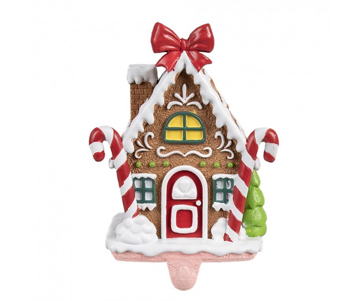 Háček na punčochu perníková chaloupka Gingerbread House - 13*11*18 cm Clayre & Eef