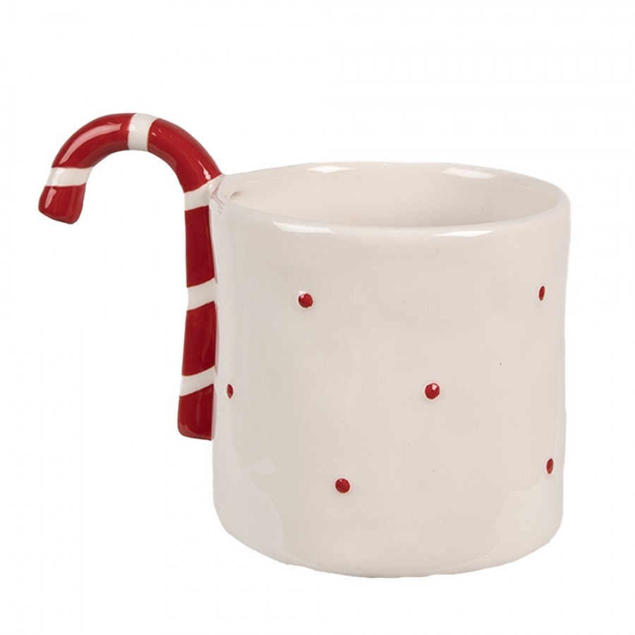 Béžový keramický hrnek s cukrovou hůlkou Candy - 14*9*10 cm / 325 ml Clayre & Eef Béžový keramický hrnek s cukrovou hůlkou Candy - 14*9*10 cm / 325 ml Clayre & Eef