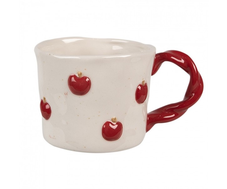Béžový keramický hrnek s jablíčky Apples - 13*9*7 cm / 200 ml Clayre & Eef