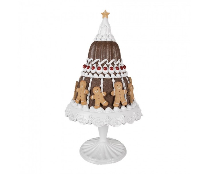 Dekorace dort s perníčky na podnosu na noze Gingerbread Cake - Ø 29*52 cm Clayre & Eef