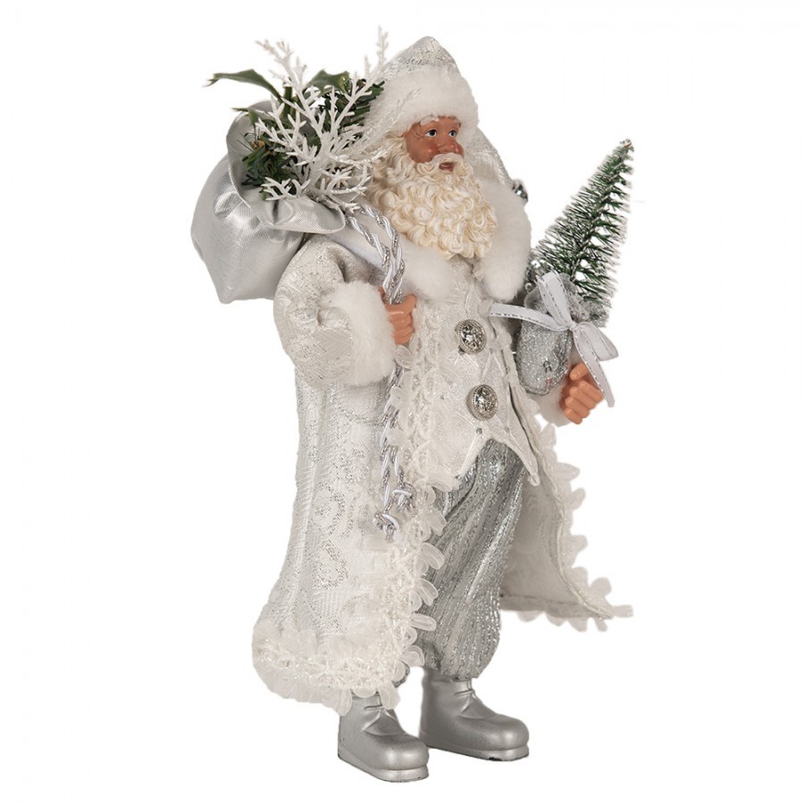 Vánoční dekorace taťka Santa Claus v kabátku s dárky a stromkem - 16*10*27 cm Clayre & Eef Vánoční dekorace taťka Santa Claus v kabátku s dárky a stromkem - 16*10*27 cm Clayre & Eef