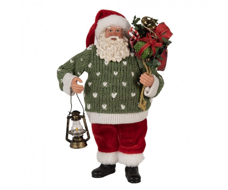 Vánoční dekorace Santa ve svetříku s dárky - 17*11*27 cm Clayre & Eef