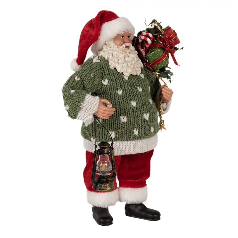 Vánoční dekorace taťka Santa Claus ve svetříku s dárky - 17*11*27 cm Clayre & Eef Vánoční dekorace taťka Santa Claus ve svetříku s dárky - 17*11*27 cm Clayre & Eef