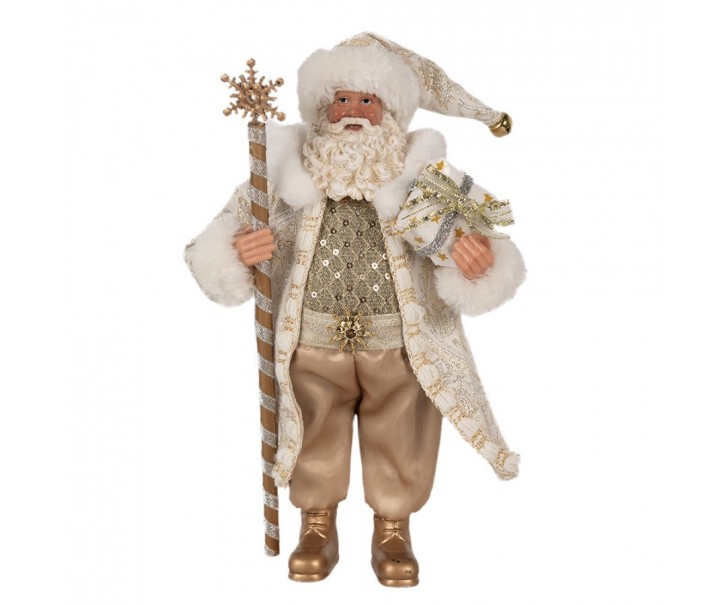 Vánoční dekorace taťka Santa Claus ve zdobeném obleku - 16*10*27 cm Clayre & Eef