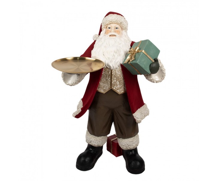 Vánoční dekorace socha Santa Claus s podnosem a dárkem - 56*50*91 cm Clayre & Eef