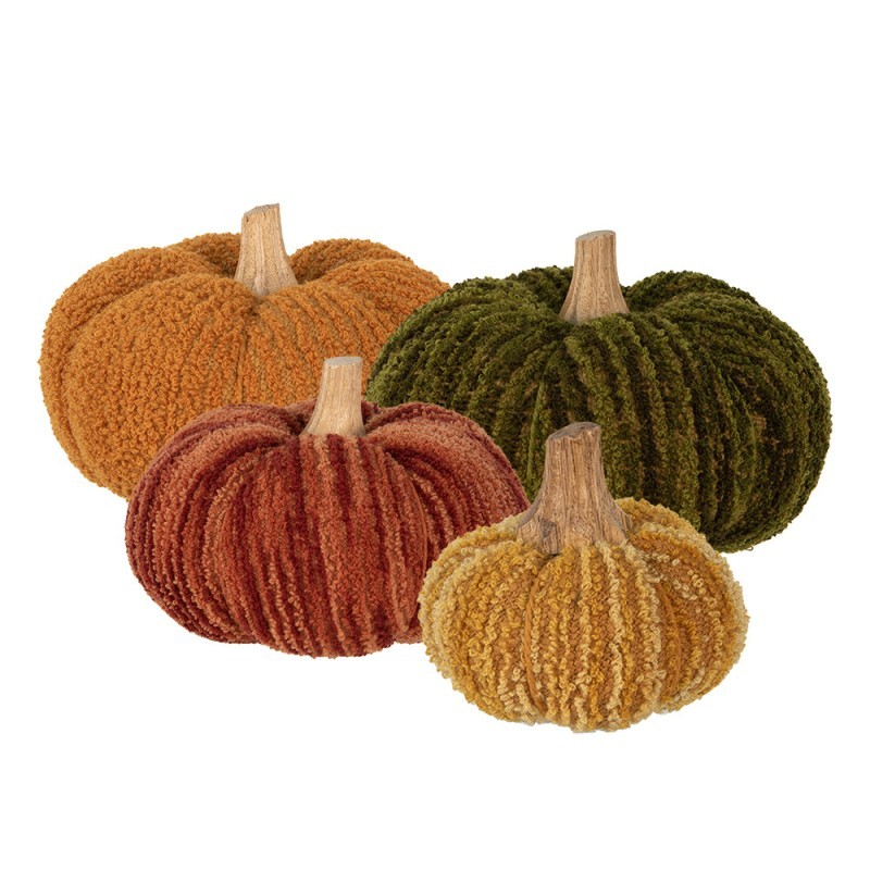 Tmavě zelená látková dekorace dýně Pumpkin L - Ø 15*12 cm Clayre & Eef Tmavě zelená látková dekorace dýně Pumpkin L - Ø 15*12 cm Clayre & Eef