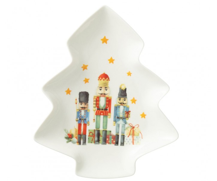 Servírovací talíř stromek s Louskáčky Chris Nutc v dárkové krabičce - 25*21*3 cm J-Line by Jolipa