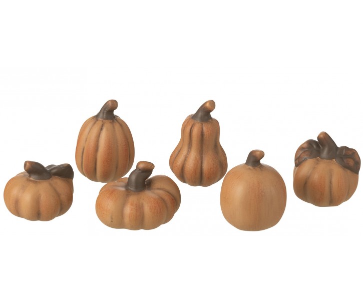 Set 6ks keramická oranžová dekorace dýně Pumpkin - 6*4*5 cm J-Line by Jolipa