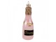 Růžová vánoční skleněná ozdoba láhev šampaňské Champagne - Ø 4*12 cm Clayre & Eef
