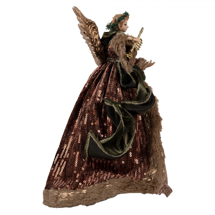 Anděl ve zdobných hnědých šatech na špičku stromku Angel Chris - 16*10*28 cm Clayre & Eef Anděl ve zdobných hnědých šatech na špičku stromku Angel Chris - 16*10*28 cm Clayre & Eef